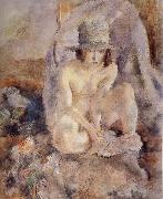 Jules Pascin Nude female wearing green hat oil painting picture wholesale